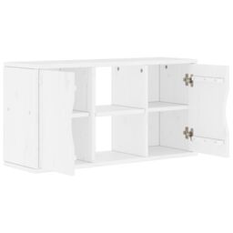 Berkfield Home TV Cabinet ODDA White 79x24x40 cm Solid Wood Pine - Size: 79 x 24 x 40 cm - thumbnail 5