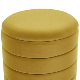 Wyld and Coco Yellow Storage Pouffes Set Tufted Velvet Gold Stainless Steel Base - thumbnail 5