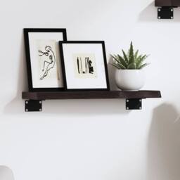 Berkfield Home Beautiful Wall Shelf Dark Grey 40x10x2 cm Treated Solid Wood Oak in Dark Brown - Size: 40 x 10 x 2 cm - thumbnail 2