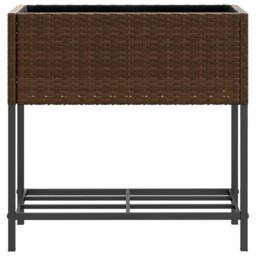 Berkfield Home Garden Planters with Shelf 2 pcs Brown 70x28x70 cm Poly Rattan - Size: 70 x 28 x 70 cm - thumbnail 6