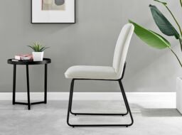 FurnitureboxUK Leonardo Black Top Dining Table & 6 Halley Fabric Chairs in Cream - thumbnail 9