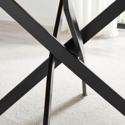 FurnitureboxUK Leonardo Black Top Dining Table & 6 Halley Fabric Chairs in Cream - thumbnail 5
