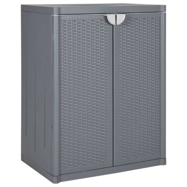 Berkfield Home Garden Storage Cabinet Grey 65x45x88 cm PP Rattan - Size: 65 x 45 x 88 cm - image 1