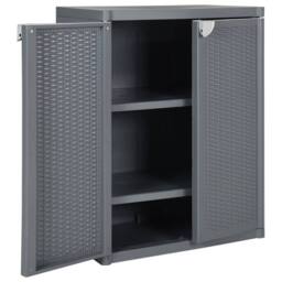 Berkfield Home Garden Storage Cabinet Grey 65x45x88 cm PP Rattan - Size: 65 x 45 x 88 cm - thumbnail 4