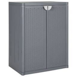 Berkfield Home Garden Storage Cabinet Grey 65x45x88 cm PP Rattan - Size: 65 x 45 x 88 cm