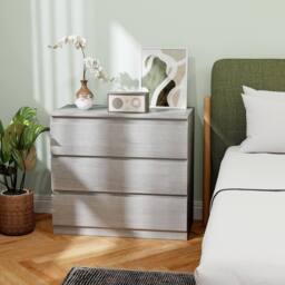 Wyld Haus Grey Wood Effect 3 Drawer Chest 80 x 39 x 73 cm - thumbnail 9