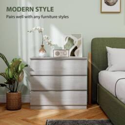 Wyld Haus Grey Wood Effect 3 Drawer Chest 80 x 39 x 73 cm - thumbnail 5