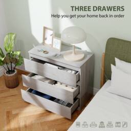Wyld Haus Grey Wood Effect 3 Drawer Chest 80 x 39 x 73 cm - thumbnail 6