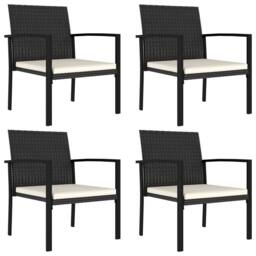 Berkfield Home Modern Garden Dining Chairs 4 pcs Poly Rattan Black - thumbnail 2