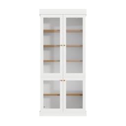 Merax Modern Tall Glass Display Cabinet with Multicolour LED Lighting in White - thumbnail 9