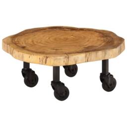 Berkfield Home Coffee Table Solid Acacia Wood 60x55x25 cm in Brown - Size: 60 x 55 x 25 cm - thumbnail 9