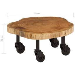 Berkfield Home Coffee Table Solid Acacia Wood 60x55x25 cm in Brown - Size: 60 x 55 x 25 cm - thumbnail 7