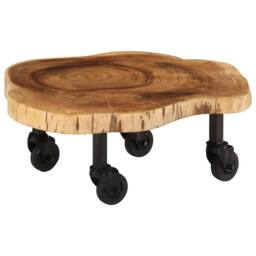 Berkfield Home Coffee Table Solid Acacia Wood 60x55x25 cm in Brown - Size: 60 x 55 x 25 cm - thumbnail 2