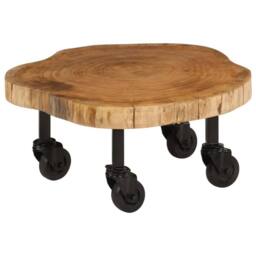 Berkfield Home Coffee Table Solid Acacia Wood 60x55x25 cm in Brown - Size: 60 x 55 x 25 cm - thumbnail 8