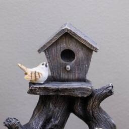 Primrose Home To Roost Bird Birdhouse Outdoor Water Feature with LEDs 58cm in Grey - thumbnail 3