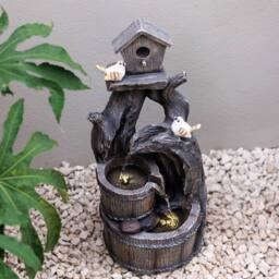 Primrose Home To Roost Bird Birdhouse Outdoor Water Feature with LEDs 58cm in Grey - thumbnail 2