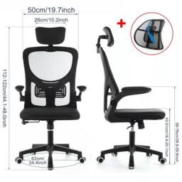 Kelvenix Mesh Office Chair Ergonomic 360° Swivel Lift Computer Desk UK in Black - thumbnail 2