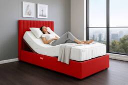 PARADISE BEDS LTD Relief Rise Electric Adjustable Bed Set With Mattress & Headboard in Red - Size: Double - thumbnail 1