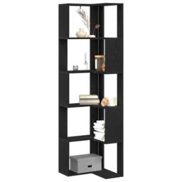 Berkfield Home Corner Bookcase - 5 Shelves, Black Oak, 50x50x179 cm, Made from Wood - Size: 50 x 50 x 179 cm - thumbnail 3