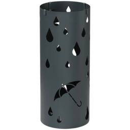Nordara Round Umbrella Stand Hallway Holder 4 Hooks Drip Tray in Dark Grey - thumbnail 5