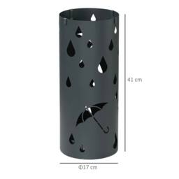 Nordara Round Umbrella Stand Hallway Holder 4 Hooks Drip Tray in Dark Grey - thumbnail 2