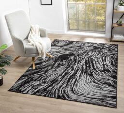 Desire Rugs Obsidian Modern Low Pile Area Rug - Whirlpool Design in Grey - Size: 160 cm x 230 cm - thumbnail 1