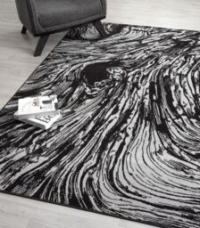 Desire Rugs Obsidian Modern Low Pile Area Rug - Whirlpool Design in Grey - Size: 160 cm x 230 cm - thumbnail 3
