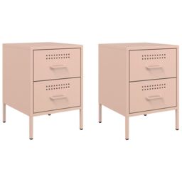 Berkfield Home Bedside Cabinets 2 pcs Pink 36x39x50.5 cm Steel - thumbnail 2
