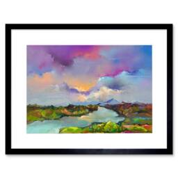 "Wee Blue Coo Contemporary Colourful Landscape Home Decor 12x16"" Framed Art Print - Size: W12"" x H16""" - thumbnail 1