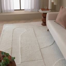 FurnitureboxUK Rift Cream Carved Arches Rug - Size: 120 cm x 170 cm - thumbnail 1