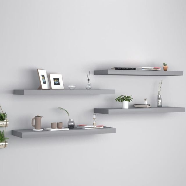 Berkfield Home Floating Wall Shelves 4 pcs Grey 80x23.5x3.8 cm MDF - image 1