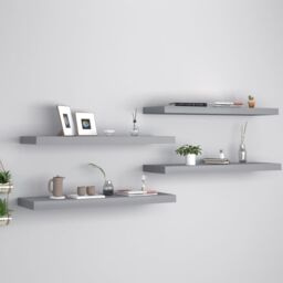 Berkfield Home Floating Wall Shelves 4 pcs Grey 80x23.5x3.8 cm MDF - thumbnail 1