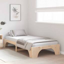 Berkfield Home Natural Bed Frame Natural wood Solid Pine wood 75 x 190 cm Simple - thumbnail 4