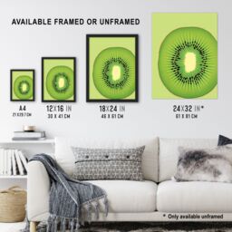 "Artery8 Wall Art Print Kiwi Fruit Slice Bright Graphic Kitchen Artwork Poster Picture in Green - Size: W18"" x H24""" - thumbnail 3
