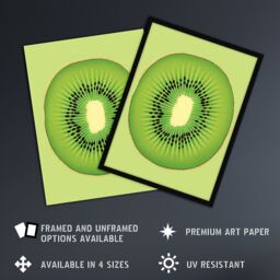 "Artery8 Wall Art Print Kiwi Fruit Slice Bright Graphic Kitchen Artwork Poster Picture in Green - Size: W18"" x H24""" - thumbnail 2