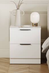 Home Discount Vida Designs Trega 2 Drawer Bedside Chest Table Space Saving Storage in White - thumbnail 4