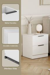 Home Discount Vida Designs Trega 2 Drawer Bedside Chest Table Space Saving Storage in White - thumbnail 2