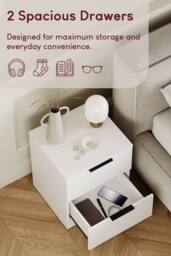 Home Discount Vida Designs Trega 2 Drawer Bedside Chest Table Space Saving Storage in White - thumbnail 3