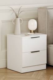 Home Discount Vida Designs Trega 2 Drawer Bedside Chest Table Space Saving Storage in White - thumbnail 1