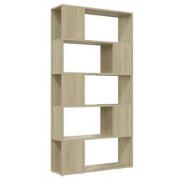 Berkfield Home Classic Book Cabinet Room Divider Sonoma Oak 80x24x155 cm Enginee in Light Brown - Size: 80 x 24 x 155 cm - thumbnail 3