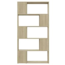Berkfield Home Classic Book Cabinet Room Divider Sonoma Oak 80x24x155 cm Enginee in Light Brown - Size: 80 x 24 x 155 cm - thumbnail 1
