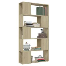 Berkfield Home Classic Book Cabinet Room Divider Sonoma Oak 80x24x155 cm Enginee in Light Brown - Size: 80 x 24 x 155 cm - thumbnail 5