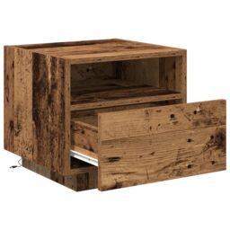 Berkfield Home Bedside Cabinet with LED Lights Old Wood 40x39x37 cm in Brown - Size: 40 x 39 x 37 cm - thumbnail 5
