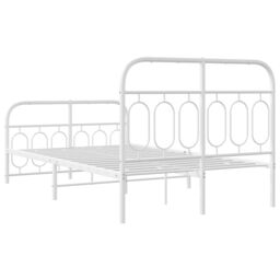 Berkfield Home Metal Bed Frame without Mattress with Footboard White 120x200cm - Size: Small Double - thumbnail 6