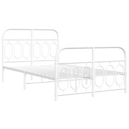 Berkfield Home Metal Bed Frame without Mattress with Footboard White 120x200cm - Size: Small Double - thumbnail 3