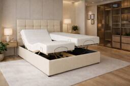 PARADISE BEDS LTD High Low Action Luxury Height Adjustable Profiling Electric Bed Set in Cream - Size: Super King - thumbnail 1