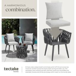 tectake Lugano Set In Rope Design, Aluminum Frame, Screw-On Legs in Dark Grey - Size: 2 Seater - thumbnail 7