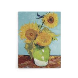 "Artery8 Vase with Three Sunflowers Van Gogh Vintage Canvas Wall Art in Blue - Size: W18"" x H24""" - thumbnail 1