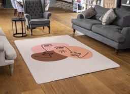 Benjamin Tate Design Modern Contemporary Minimalist Woman Portrait Designer Rug in Natural - Size: Large - thumbnail 2