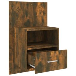 Berkfield Home Wall-mounted Bedside Cabinet Smoked Oak in Brown - thumbnail 6